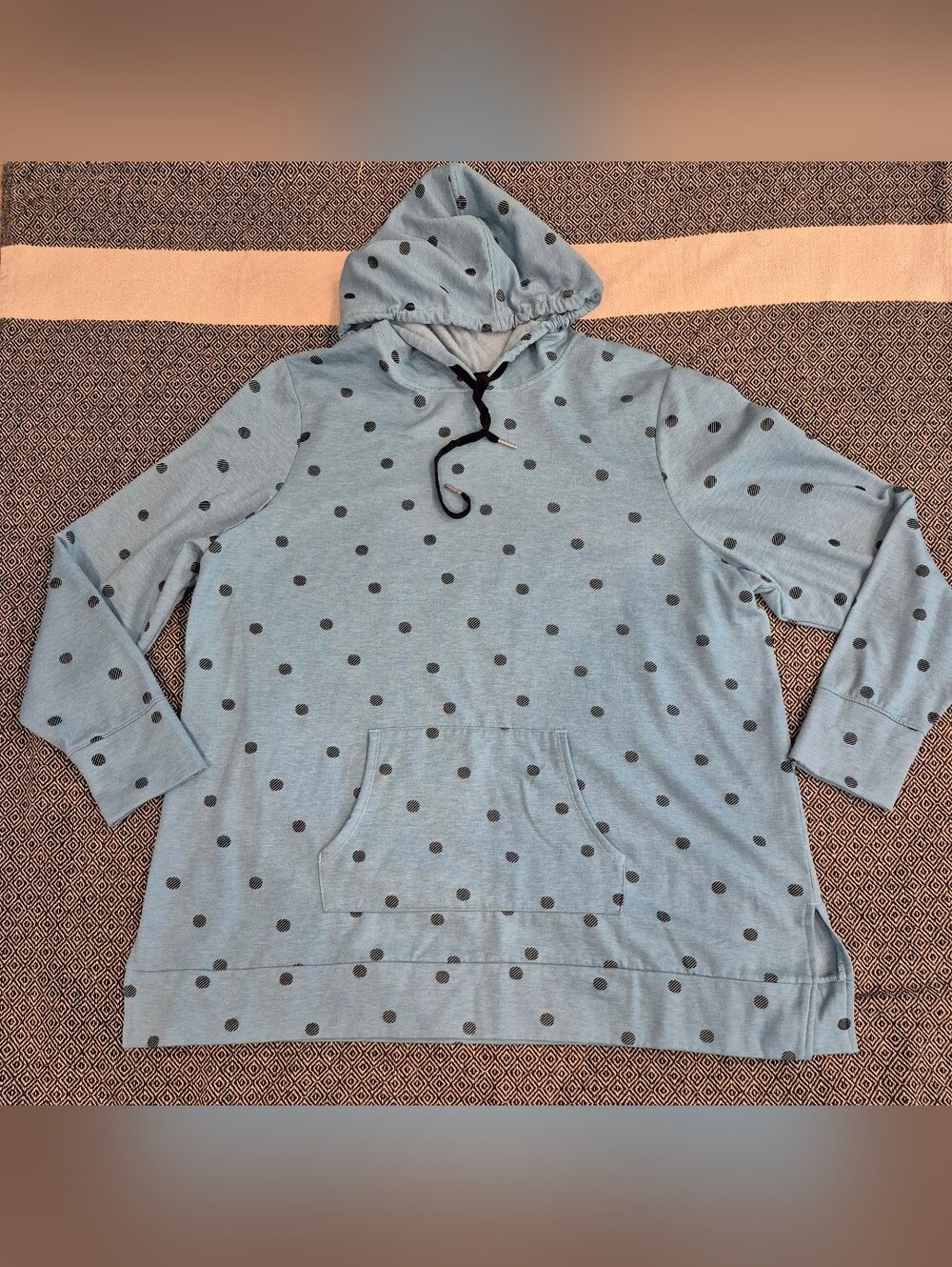 Cuddl Duds Light Blue Polka Dot Hoodie Size 2x